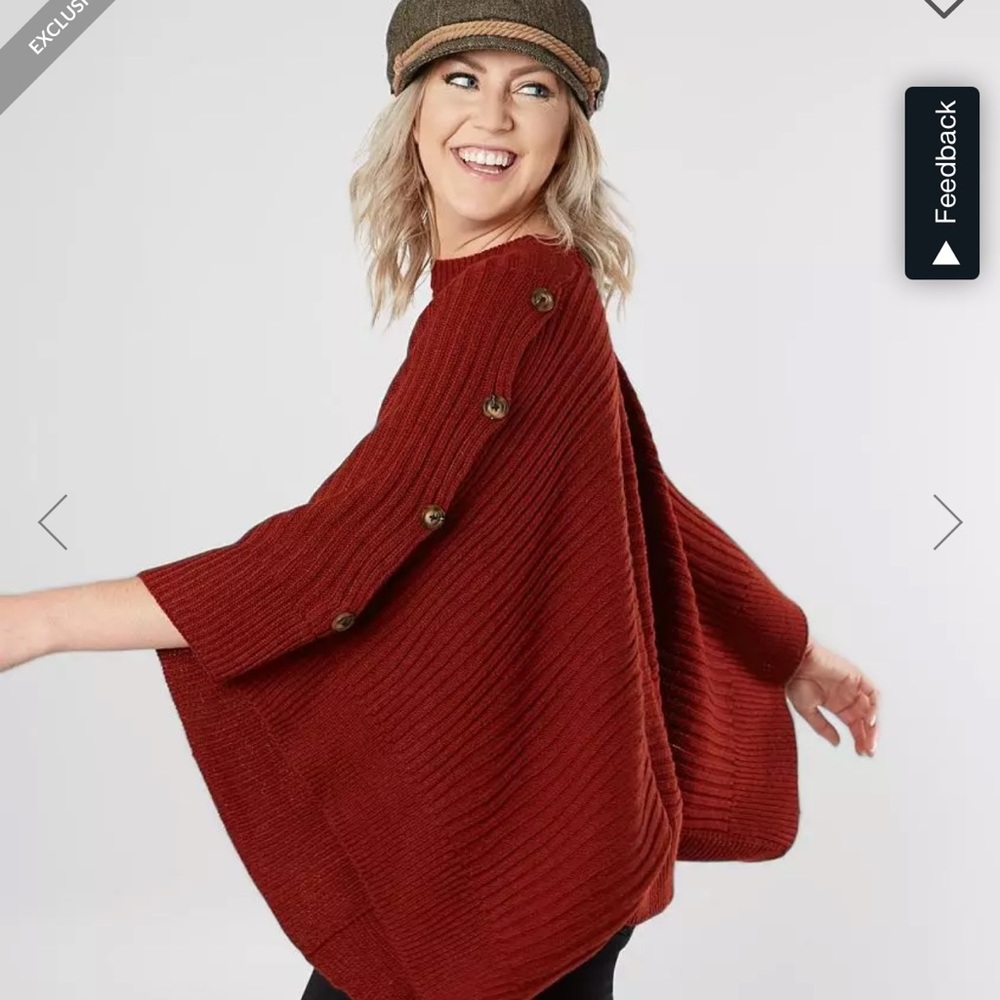 Buckle BKE Ribbed Poncho Sweater. Size OS.